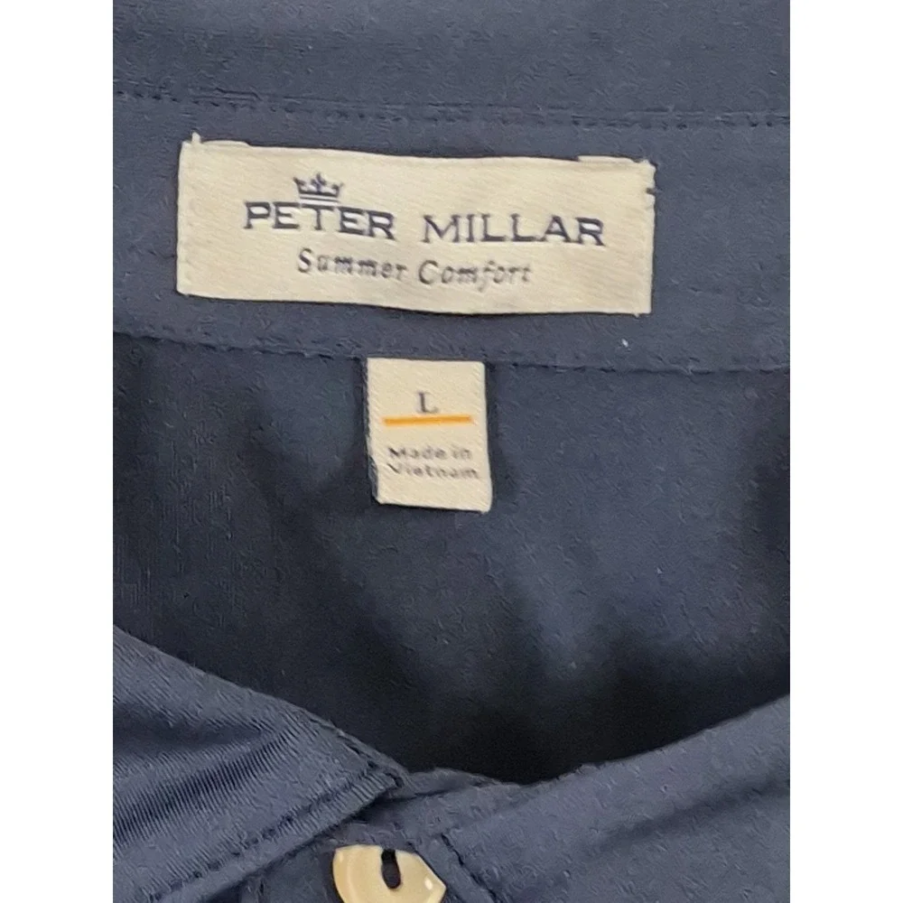 Peter Millar Summer Comfort Polo Shirt Mens Large Blue Golf Performance‎ Stretch